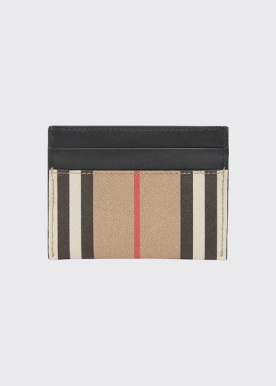 Shop Burberry Sandon Icon Stripe E-canvas Card Case In Brown Pattern