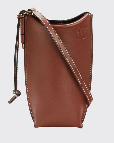 Shop Loewe Gate Pocket Classic Calf Leather Bucket Bag In Rust