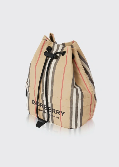 Burberry Phoebe Heritage Stripe Bucket Bag In Brown Pattern | ModeSens