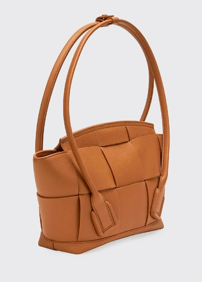 Shop Bottega Veneta Arco 33 Mini Grainy Leather Top-handle Bag In Light Brown