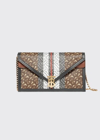 Shop Burberry Small Tb Monogrammed Envelope Bag In Brown Pattern