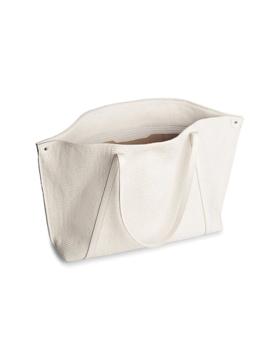 Shop Akris Ai Medium Soft Raffia Fabric Shoulder Tote Bag In Cream