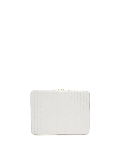 Wolf Designs Maria Large Quilted Zip Jewelry Case In White