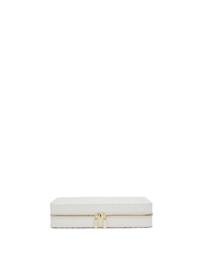 Wolf Designs Maria Large Quilted Zip Jewelry Case In White