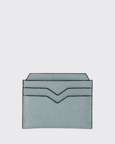 Shop Valextra Saffiano Leather Card Case In Light Blue