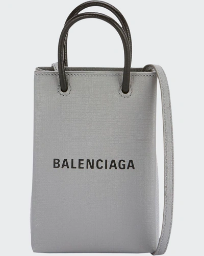 Shop Balenciaga Shopp Phone/crossbody Bag In Gray