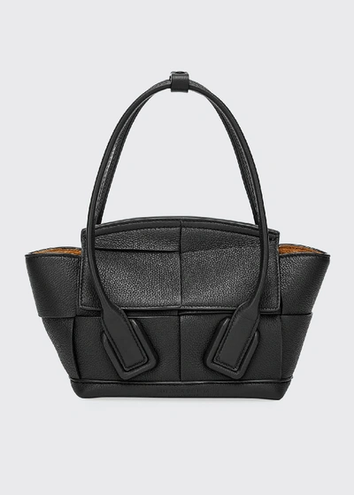 Shop Bottega Veneta Arco 33 Mini Grainy Leather Top-handle Bag In Black
