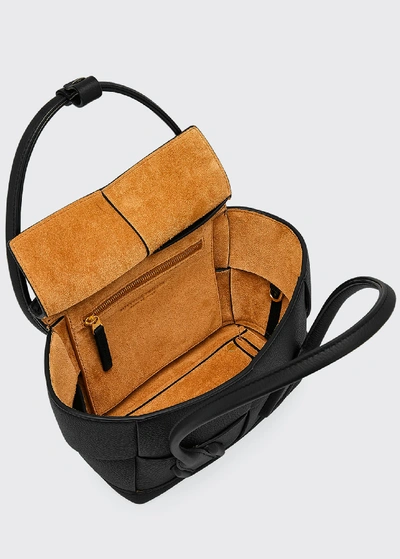 Shop Bottega Veneta Arco 33 Mini Grainy Leather Top-handle Bag In Black