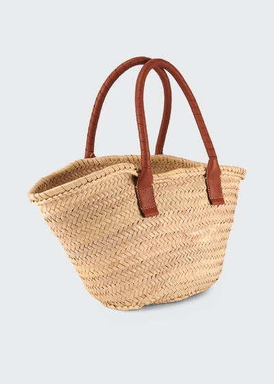 Shop Chloé Marcie Medium Woven Raffia Basket Tote Bag In Tan