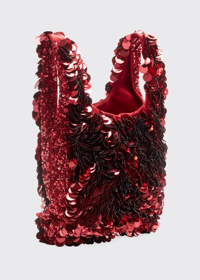Shop Anya Hindmarch Mini Ketchup Sequins Tote Bag In Red
