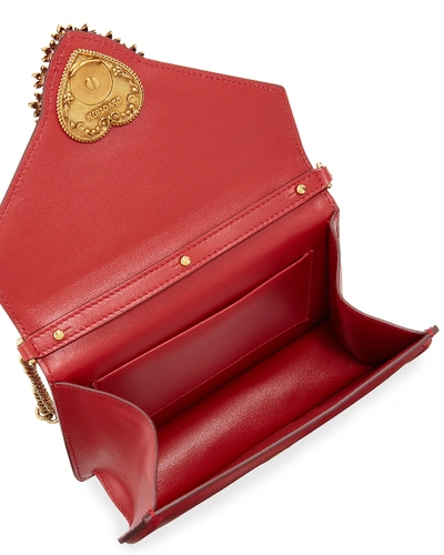 Shop Dolce & Gabbana Devotion Mini Leather Top-handle Bag In Red