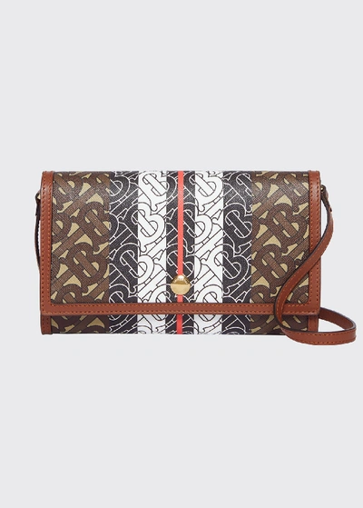 Shop Burberry Hanna Tb Monogram Canvas Wallet In Brown Pattern