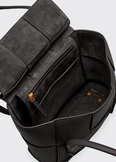 Shop Bottega Veneta Arco 48 Medium Grainy Leather Top-handle Bag In Black