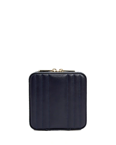 Shop Wolf Designs Maria Square Quilted Zip Jewelry Case In Navy