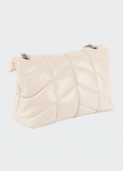 Shop Saint Laurent Loulou Ysl Mini Quilted Crossbody Bag In White