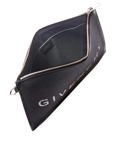 Shop Givenchy Iconic Prints Flat Medium Pouch Clutch Bag In Black