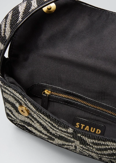 Staud Women's Tommy Zebra-stripe Beaded Shoulder Bag In Black/white