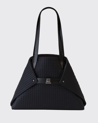 Shop Akris Ai Small Fabric Shoulder Tote Bag In Black