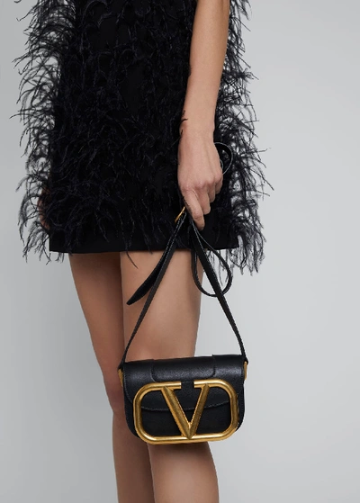 Shop Valentino Supervee Small Leather Shoulder Bag In Black