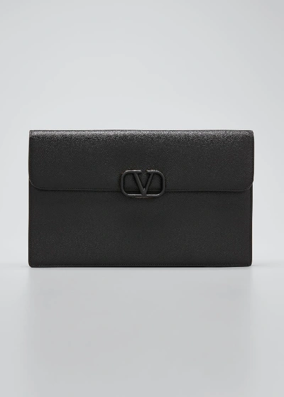 Shop Valentino Vsling Large Grain Zip Pouch Bag In Black