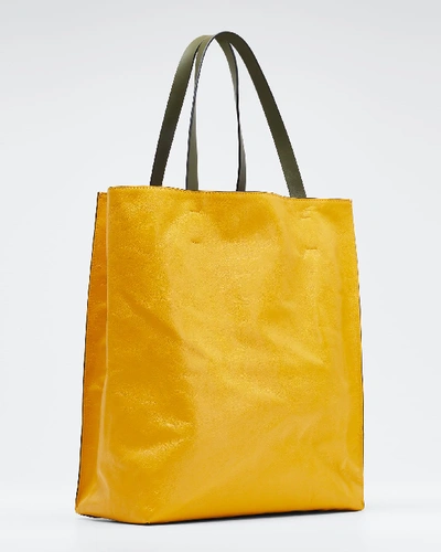 Shop Marni Museo Soft Shopping Tote Bag In Yellow/pink