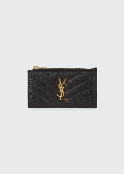 Saint Laurent Zip Fragments YSL Monogram Pouch Card Case Wallet