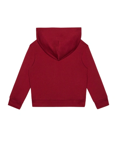 Shop Dolce & Gabbana Kid's Logo Patch Zip-up Hooded Jacket In Dark Red