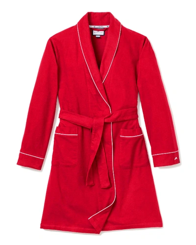 Shop Petite Plume Flannel Contrast-piping Robe In Red
