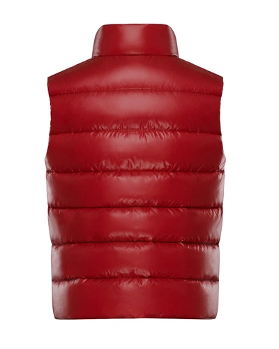 Shop Moncler Boy's Quilted Nylon Snap-front Puffer Vest In Red