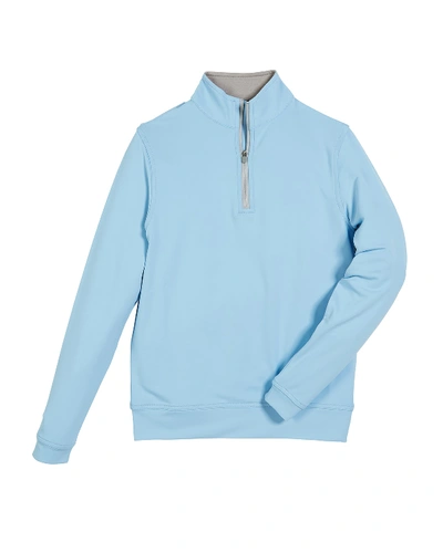 Shop Peter Millar Stretch Terry Quarter Zip Popover, Youth In Blue