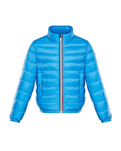 Shop Moncler Boy's Tarn Quilted Stand-collar Jacket In Blue