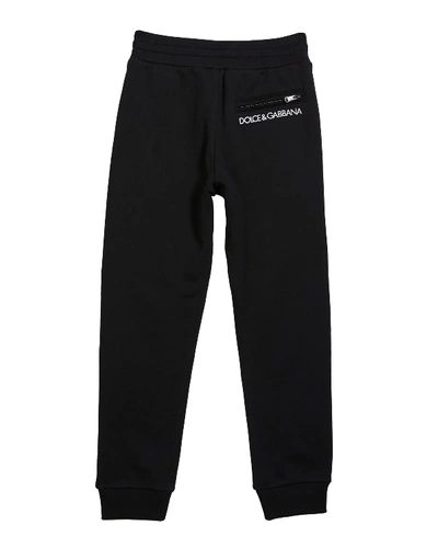 Shop Dolce & Gabbana Boy's Zip Pockets Jogger Sweatpants In Black
