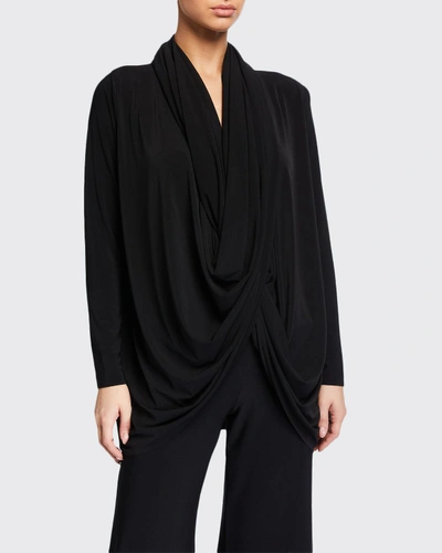 Shop Norma Kamali Jersey Wrap Cardigan In Black