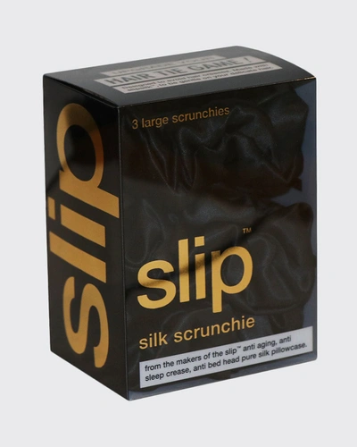 Shop Slip Silk Pure Silk Large Scrunchies, 3 Pack In Black
