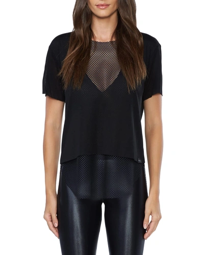 Shop Koral Double Layer Tee With Mesh In Black