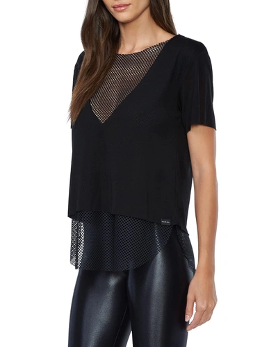 Shop Koral Double Layer Tee With Mesh In Black