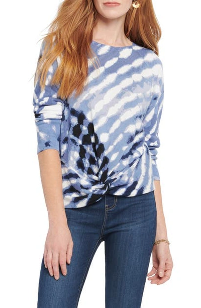 Shop Nic + Zoe Hazy Days Twist Hem Linen Blend Sweater In Blue Multi