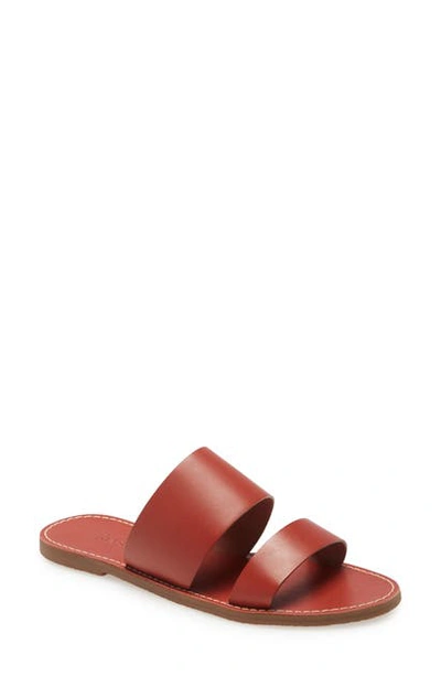 Shop Madewell The Boardwalk Double Strap Slide Sandal In Weathered Brick