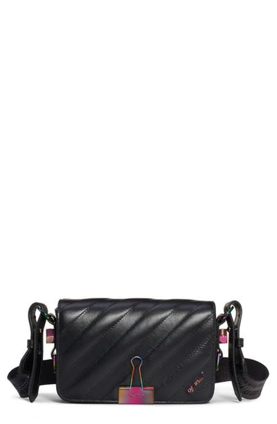 Shop Off-white Mini Binder Clip Matelasse Leather Flap Bag In Black