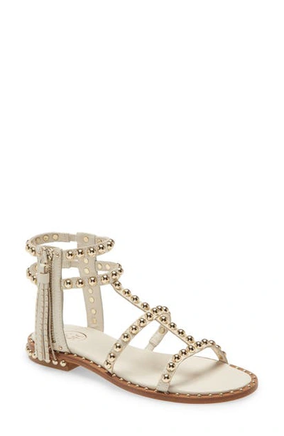 Shop Ash Power Studded Sandal In Ivory Leather