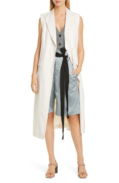 Shop Brunello Cucinelli Pinstripe Stretch Cotton & Linen Vest In Naturale