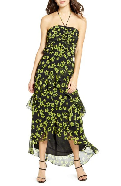 Shop Wayf Zander Floral Print Halter Dress In Citron Flowers