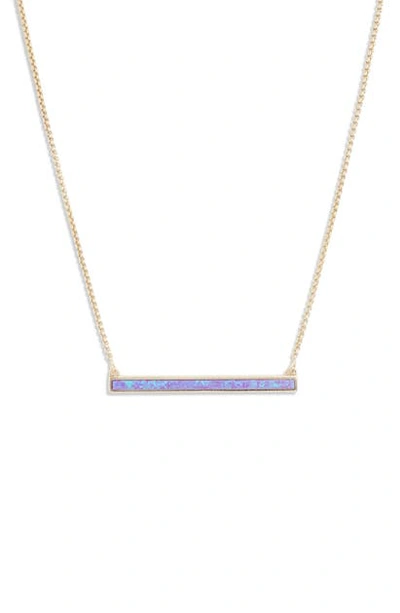 Shop Kendra Scott Kelsey Bar Necklace In Gold Violet Kyocera Opal