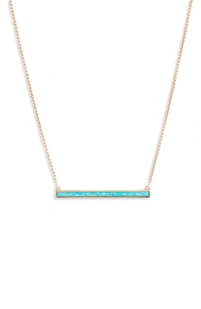 Shop Kendra Scott Kelsey Bar Necklace In Gold Turquoise Kyocera Opal