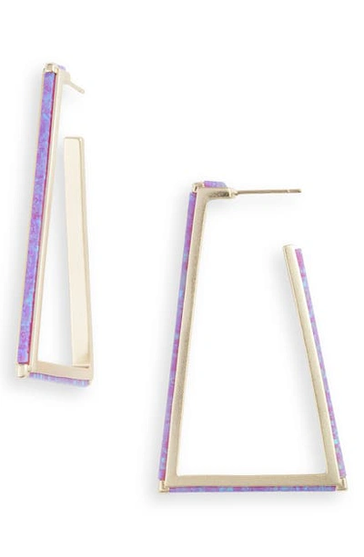 Shop Kendra Scott Easton Geo Hoop Earrings In Gold Violet Kyocera Opal