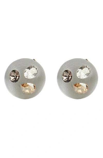 Shop Alexis Bittar Future Antiquity Crystal Stud Button Earrings In Silver
