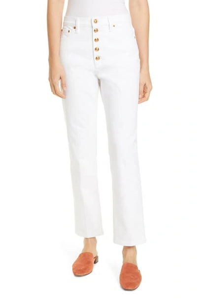Shop Tory Burch Button Fly Jeans In Rinse