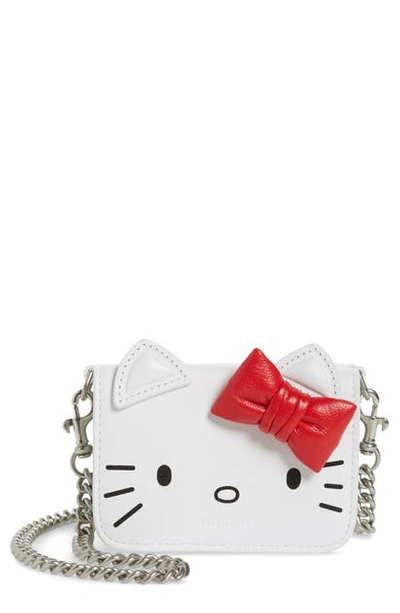 Balenciaga X Hello Kitty Mini Kitty Calfskin Leather Wallet On A Chain In  Optic White