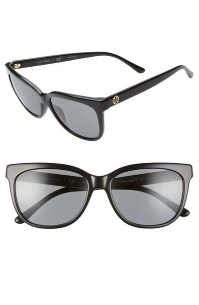 Shop Tory Burch 55mm Cat Eye Sunglasses In Black/ Grey Solid