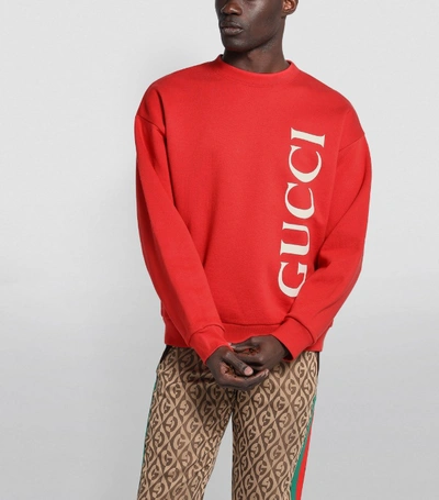 Shop Gucci Cotton Vertical Logo Sweatshirt